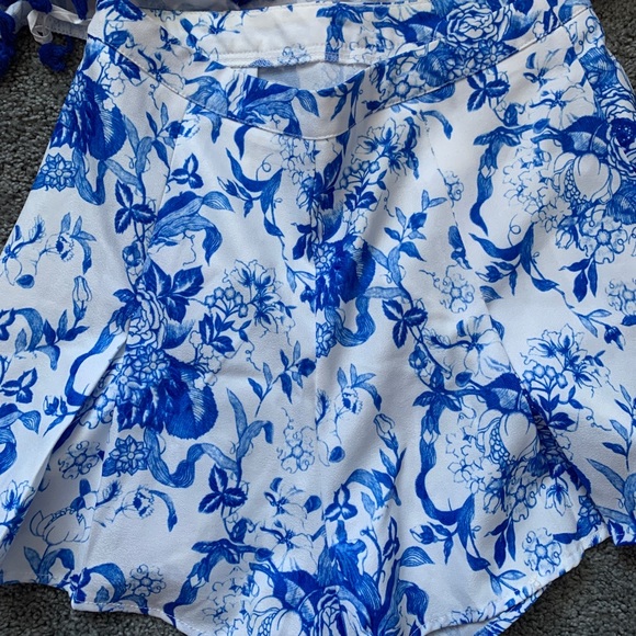 Shein tassel trim Bardot top & pleated shorts set - Picture 2 of 10